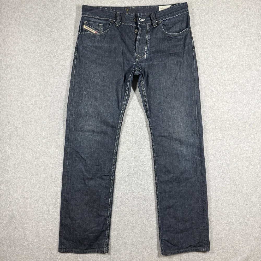 Diesel Larkee Jeans Men 33x32 Blue Straight Leg Dark Wash Button Fly Italy 0088Z